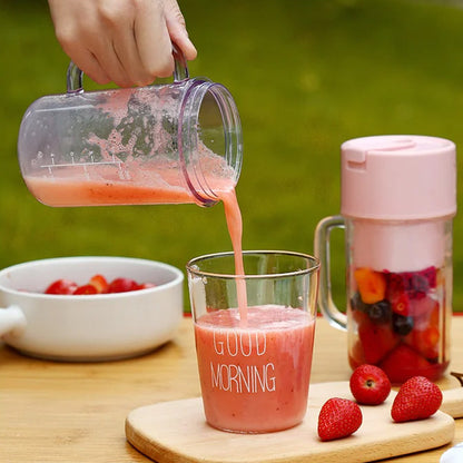 Portable 500ml Juicer Blender with Straw – USB Type-C Rechargeable, 6 Blades Mini Smoothie Maker