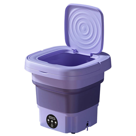 8L Foldable Portable Washing Machine for Baby Clothes, Underwear & Travel – Mini Washer with Spin Dry, Blue Light Deep Cleaning, Compact & Lightweight Design
