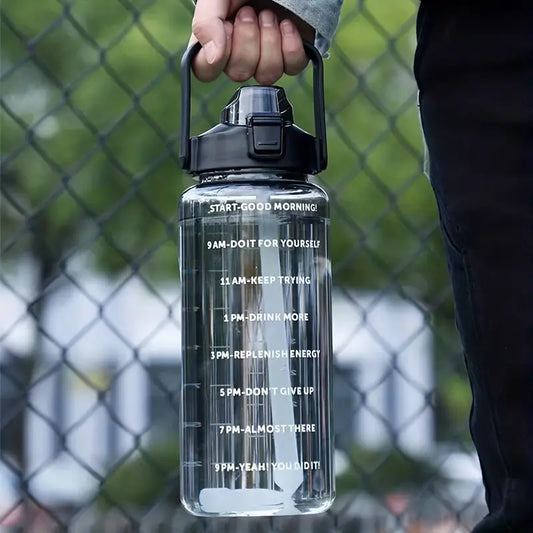 2L Motivational Water Bottle with Straw & Time Marker – BPA-Free, Leakproof, Unbreakable, Gym/Office/Outdoor Bottle (Multicolor)