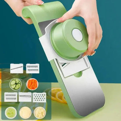 5-in-1 Stainless Steel Vegetable Cutter & Slicer – Multifunction Manual Food Chopper for Onion, Potato, Carrot, Garlic & Fruits