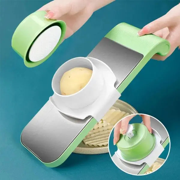 5-in-1 Stainless Steel Vegetable Cutter & Slicer – Multifunction Manual Food Chopper for Onion, Potato, Carrot, Garlic & Fruits